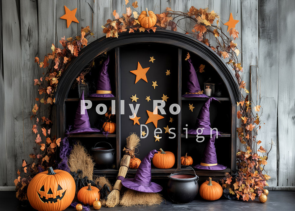 Avezano Witch Hat Pumpkin Cauldron Backdrop Designed By Polly Ro Design