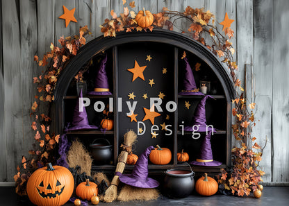 Avezano Witch Hat Pumpkin Cauldron Backdrop Designed By Polly Ro Design