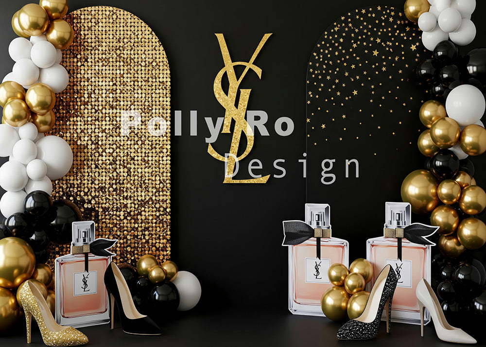 Avezano Gold Black Balloon Perfume  Designed By Polly Ro Design