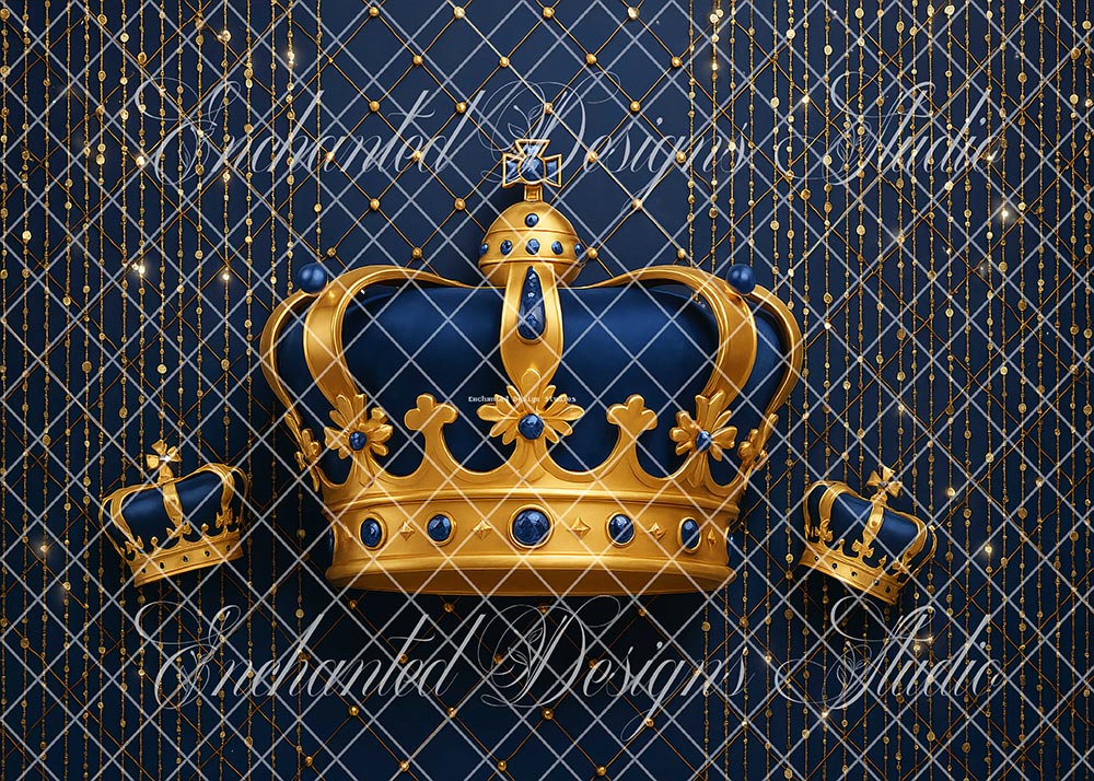 Avezano Royal Blue Gold Crown Backdrop Designed By Enchanted Design Studio