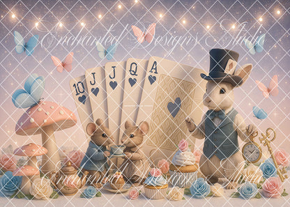 Avezano Alice in Wonderland Card Animal Backdrop Designed By Enchanted Design Studio