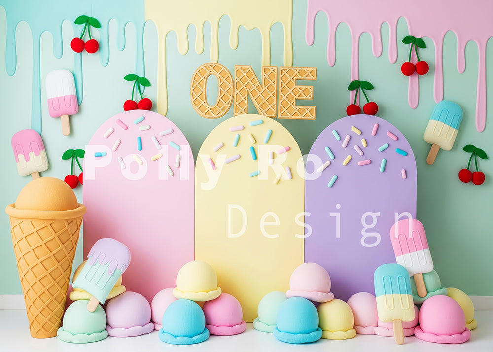 Avezano Ice Cream Themed First Birthday Backdrop Designed By Polly Ro Design