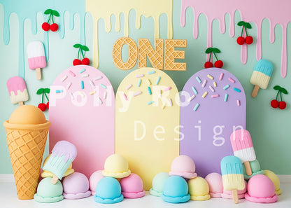 Avezano Ice Cream Themed First Birthday Backdrop Designed By Polly Ro Design