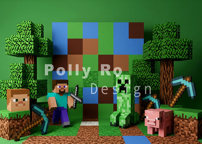 Avezano Minecraft Pixel World Backdrop Designed By Polly Ro Design