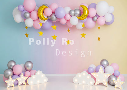 Avezano Pastel Moon Star Cloud Backdrop Designed By Polly Ro Design