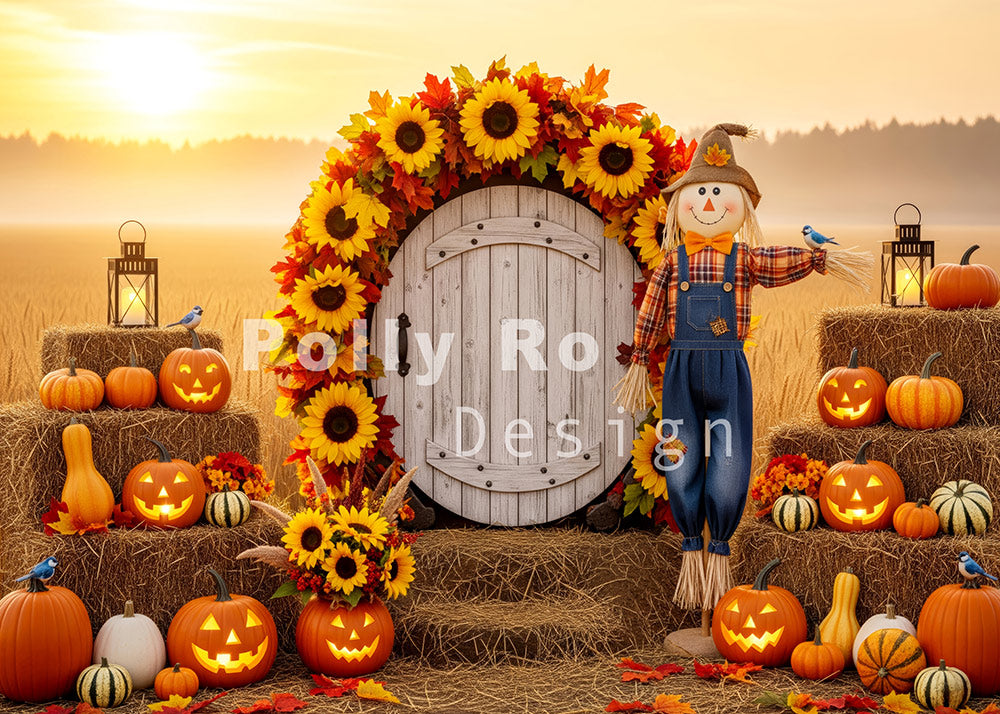 Avezano Autumn Scarecrow Pumpkin Backdrop Designed By Polly Ro Design