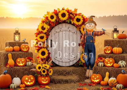 Avezano Autumn Scarecrow Pumpkin Backdrop Designed By Polly Ro Design
