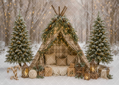 Avezano Plaid Tent Christmas Forest Backdrop Designed By Enchanted Design Studio