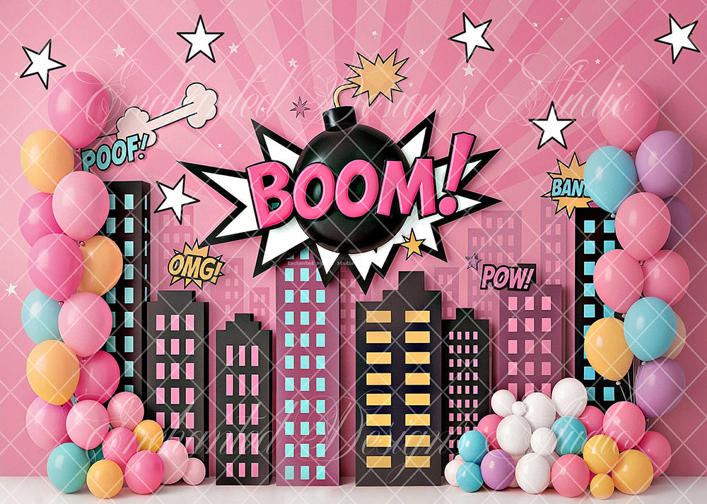 Avezano Pink Pop Art City Backdrop Designed By Enchanted Design Studio