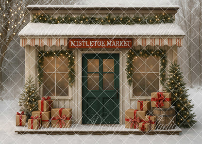 Avezano Christmas Mistletoe Market Backdrop Designed By Enchanted Design Studio