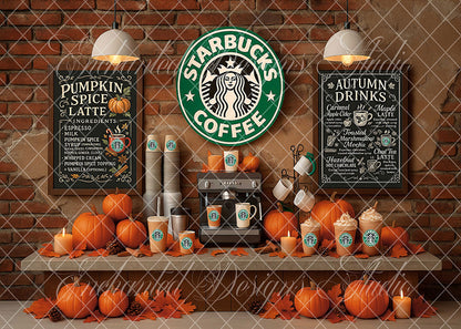Avezano Starbucks Autumn Coffee Shop Backdrop Designed By Enchanted Design Studio