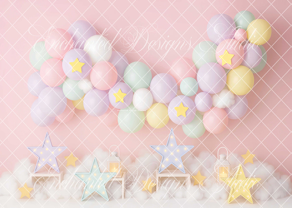 Avezano Pastel Star Balloon Cloud Backdrop Designed By Enchanted Design Studio