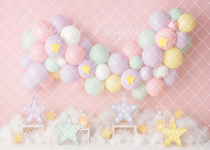 Avezano Pastel Star Balloon Cloud Backdrop Designed By Enchanted Design Studio