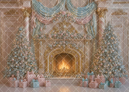 Avezano Elegant Fireplace Christmas Backdrop Designed By Enchanted Design Studio