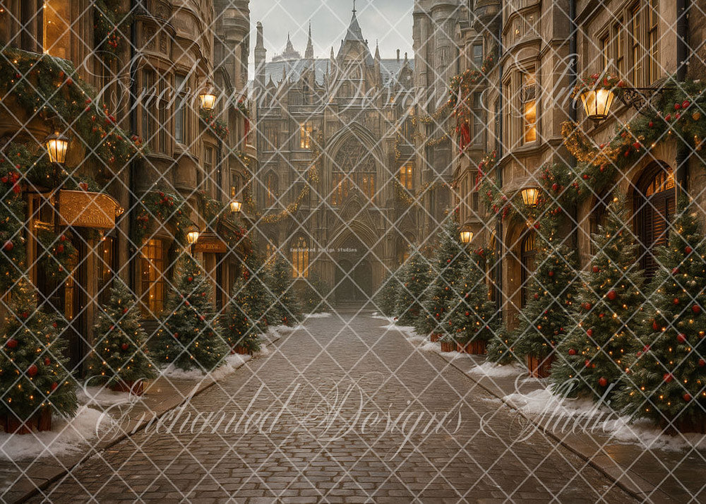 Avezano Vintage Christmas Street Backdrop Designed By Enchanted Design Studio