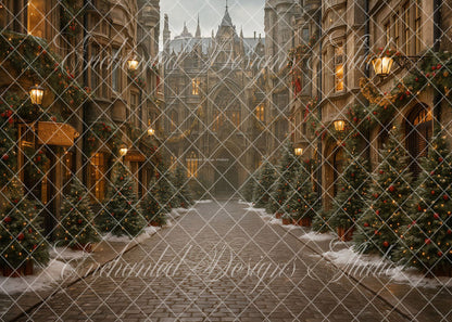Avezano Vintage Christmas Street Backdrop Designed By Enchanted Design Studio