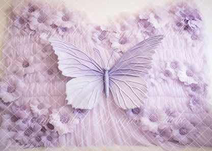 Avezano Purple Flower Butterfly Backdrop Designed By Enchanted Design Studio