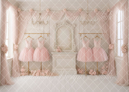 Avezano Pink Ballet Dress Room Backdrop Designed By Enchanted Design Studio