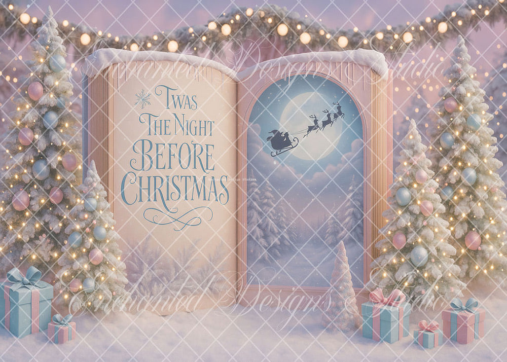 Avezano Christmas Magic Books and Christmas Sleds Backdrop Designed By Enchanted Design Studio
