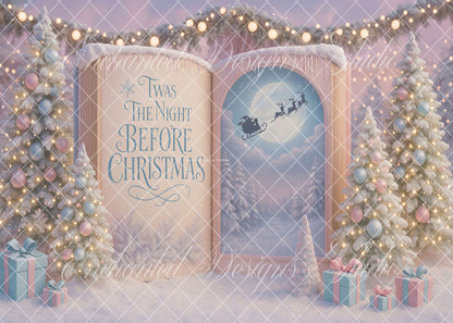 Avezano Christmas Magic Books and Christmas Sleds Backdrop Designed By Enchanted Design Studio