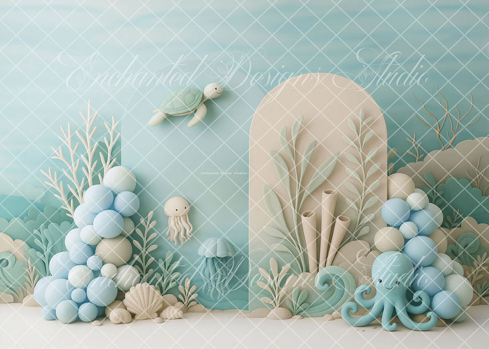 Avezano Octopus and Turtle Birthday Party Backdrop Designed By Enchant