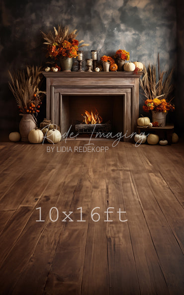 Avezano Autumn Fireplace Pumpkin Photography Backdrop Designed By Lidia Redekopp