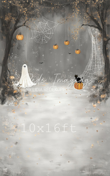 Avezano Halloween Ghost and Cat Forest Photography Backdrop Designed By Lidia Redekopp