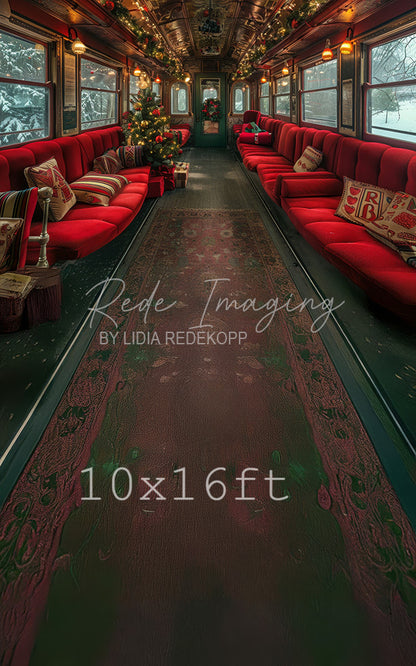 Avezano Festive Christmas Train Interior Photography Backdrop Designed By Lidia Redekopp