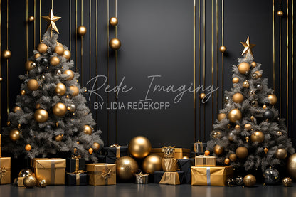 Avezano Luxury Gold and Black Christmas Photography Backdrop Designed By Lidia Redekopp