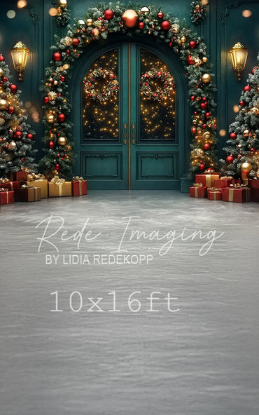 Avezano Green Door Christmas Decor Photography Backdrop Designed By Lidia Redekopp