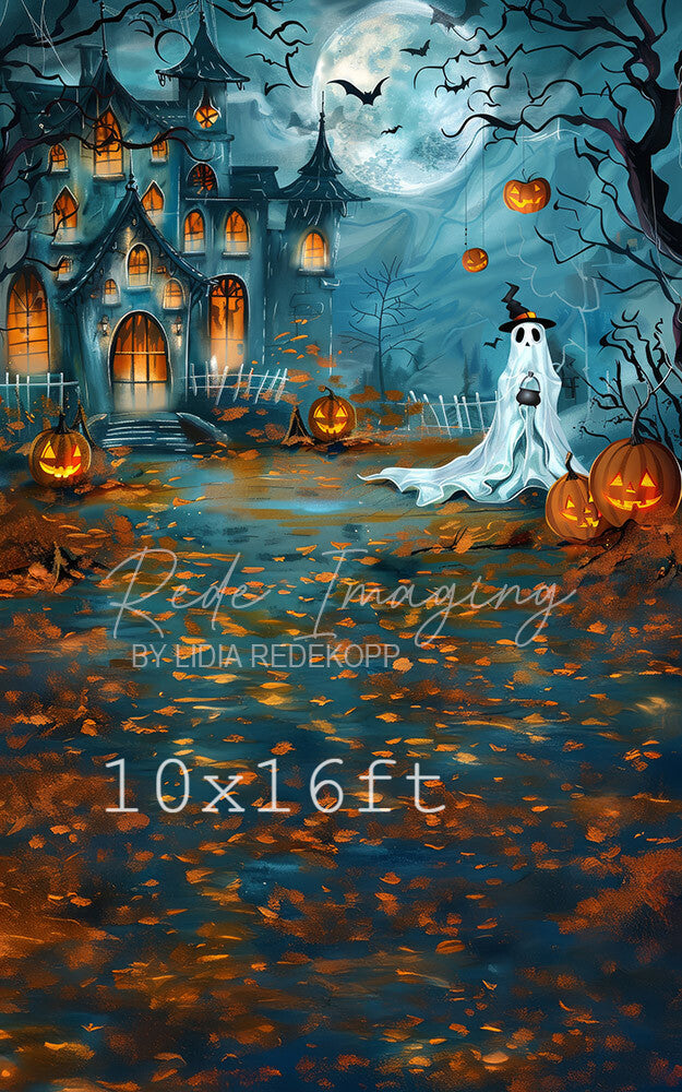 Avezano Haunted House and Ghost Halloween Photography Backdrop Designed By Lidia Redekopp