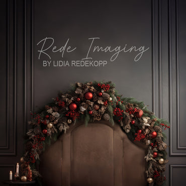 Avezano Dark Wall Pine Cone and Berry Headboard Photography Backdrop Designed By Lidia Redekopp