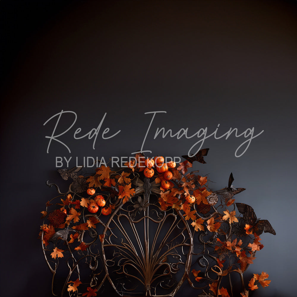 Avezano Dark Wall Autumn Leaf and Pumpkin Photography Backdrop Designed By Lidia Redekopp