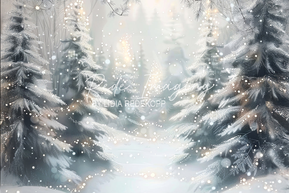 Avezano Snowy Forest Winter Photography Backdrop Designed By Lidia Redekop