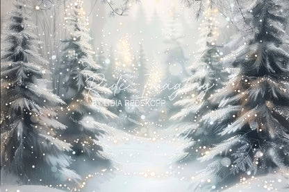 Avezano Snowy Forest Winter Photography Backdrop Designed By Lidia Redekop