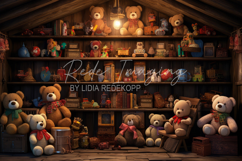 Avezano Teddy Bear and Toy Attic Photography Backdrop Designed By Lidia Redekopp