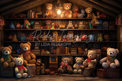 Avezano Teddy Bear and Toy Attic Photography Backdrop Designed By Lidia Redekopp