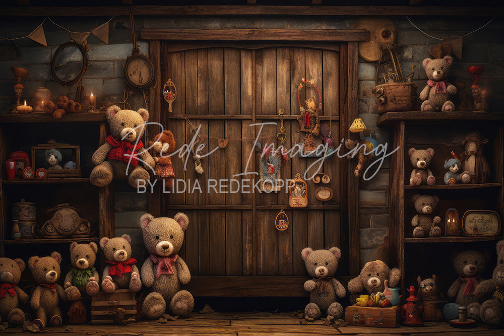 Avezano Teddy Bear Wooden Door Photography Backdrop Designed By Lidia Redekopp