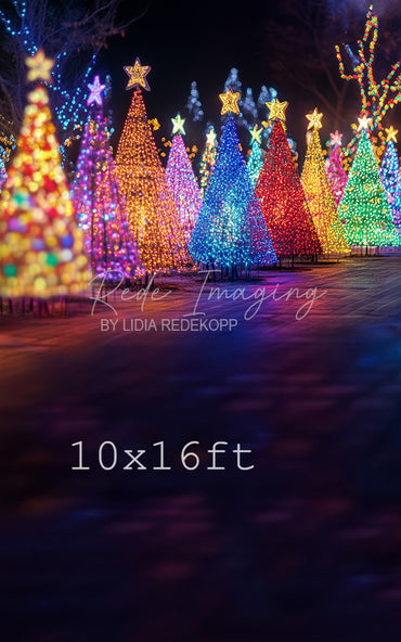 Avezano Colorful Lighted Christmas Tree Photography Backdrop Designed By Lidia Redekop