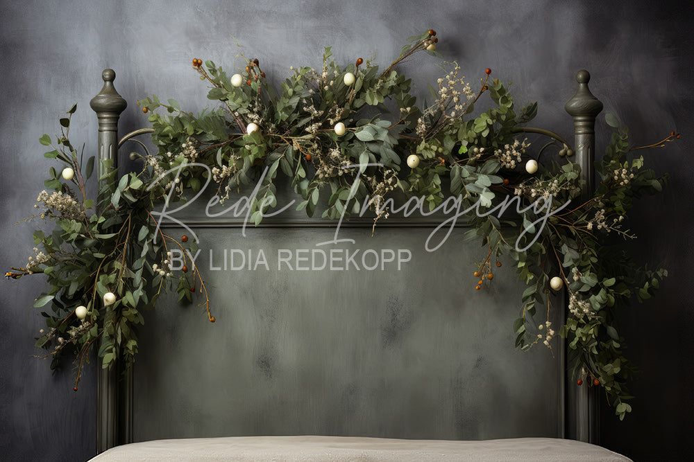 Avezano Greenery Decorated Headboard Photography Backdrop Designed By Lidia Redekopp
