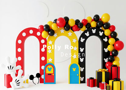 Avezano M Mouse Themed Arch and Gift Backdrop Designed By Polly Ro Design