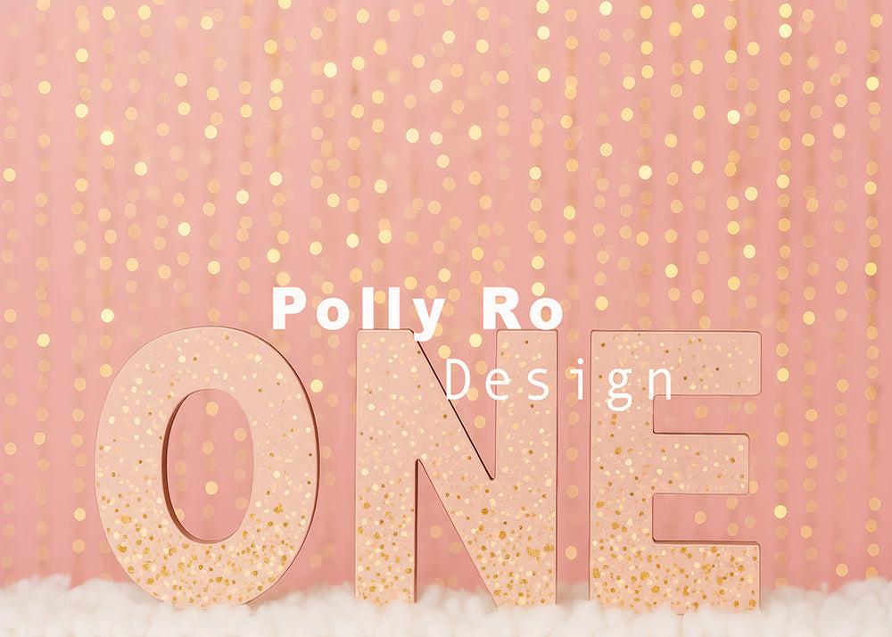 Avezano Pink Glitter ONE Birthday Cakesmash Backdrop Designed By Polly Ro Design