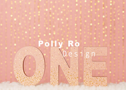 Avezano Pink Glitter ONE Birthday Cakesmash Backdrop Designed By Polly Ro Design
