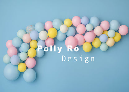 Avezano Colorful Balloon Arch Cakesmash Backdrop Designed By Polly Ro Design