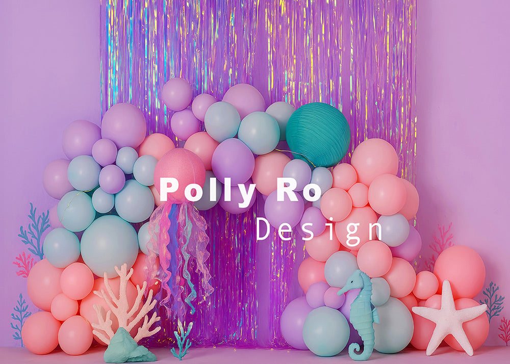 Avezano Mermaid Themed Balloon Arch Cakesmash Backdrop Designed By Polly Ro Design