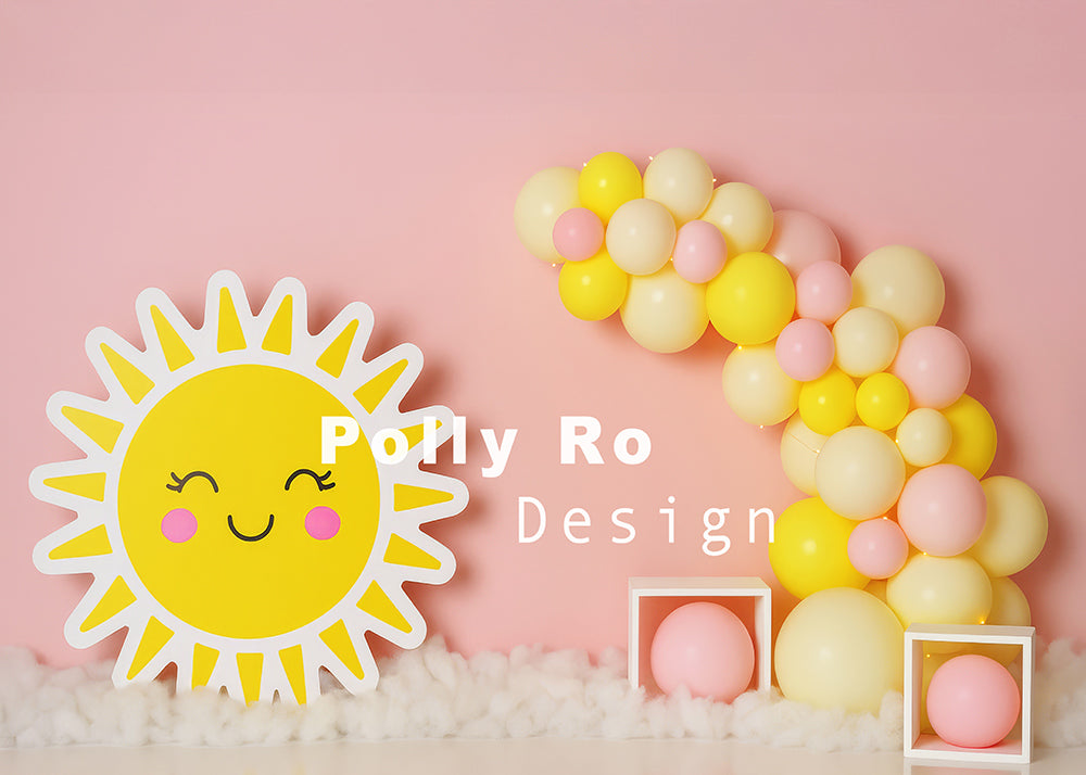 Avezano Sun and Pastel Balloon Cakesmash Backdrop Designed By Polly Ro Design