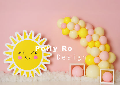 Avezano Sun and Pastel Balloon Cakesmash Backdrop Designed By Polly Ro Design
