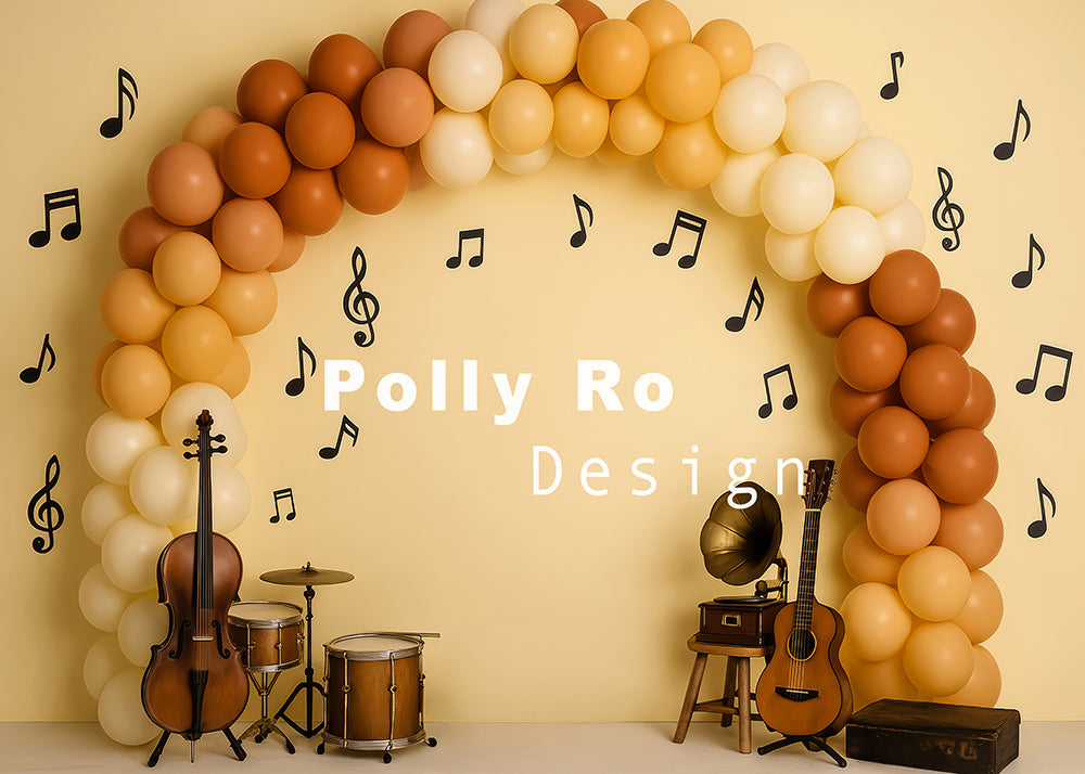 Avezano Music Instrument and Balloon Arch Backdrop Designed By Polly Ro Design