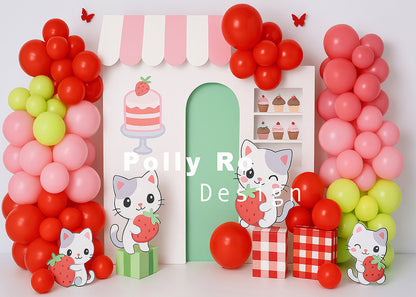 Avezano Cat and Strawberry Shop Backdrop Designed By Polly Ro Design