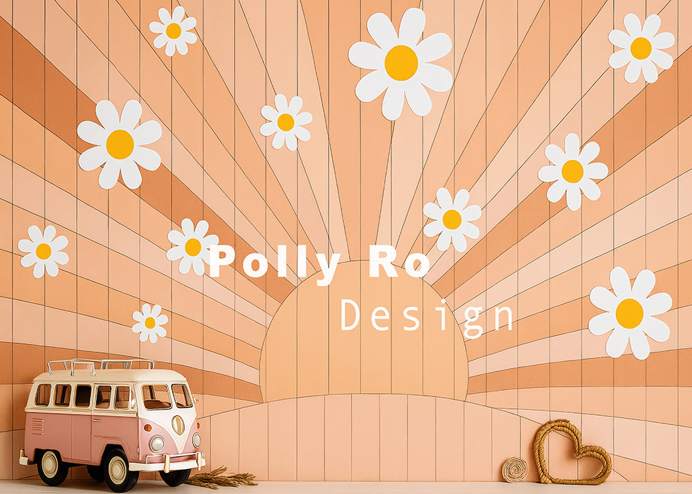 Avezano  Daisy and Van Themed Backdrop Designed By Polly Ro Design